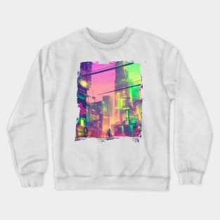 Cool Japanese Neon City Crewneck Sweatshirt